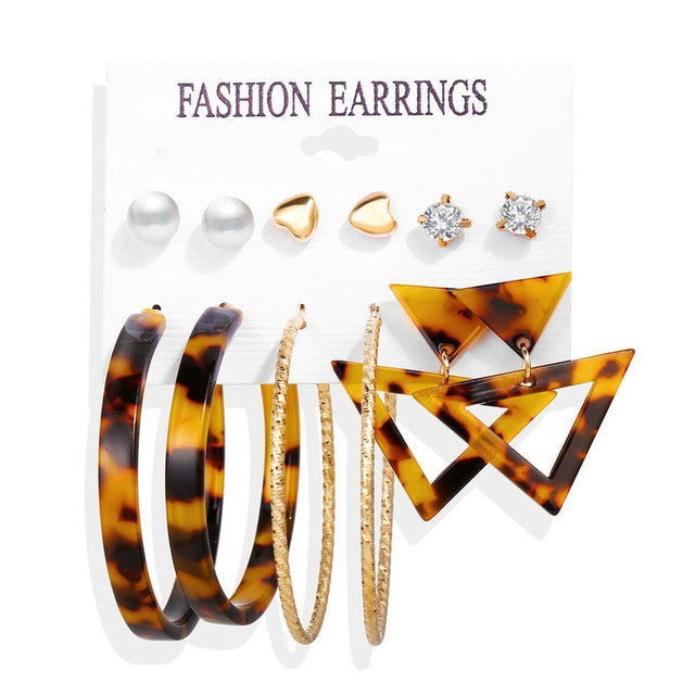 2020 Women Earrings Set Acrylic Pearl Earrings For Women Acrylic Earrings New Set Bohemian Leopard Tassel Stud Earrings Jewelry