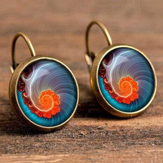 FSUNION Boho Flower Drop Earrings For Women Vintage Jewelry Geometric Pattern Round Earings Bijoux boucles d'oreilles bohemia