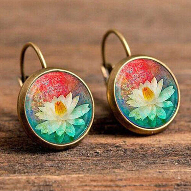FSUNION Boho Flower Drop Earrings For Women Vintage Jewelry Geometric Pattern Round Earings Bijoux boucles d'oreilles bohemia