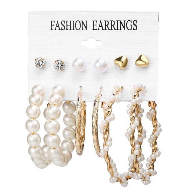 2020 Women Earrings Set Acrylic Pearl Earrings For Women Acrylic Earrings New Set Bohemian Leopard Tassel Stud Earrings Jewelry