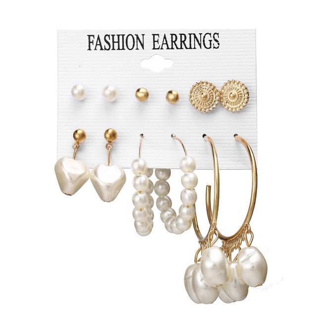 2020 Women Earrings Set Acrylic Pearl Earrings For Women Acrylic Earrings New Set Bohemian Leopard Tassel Stud Earrings Jewelry