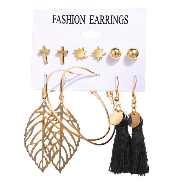 2020 Women Earrings Set Acrylic Pearl Earrings For Women Acrylic Earrings New Set Bohemian Leopard Tassel Stud Earrings Jewelry