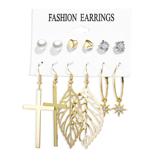 2020 Women Earrings Set Acrylic Pearl Earrings For Women Acrylic Earrings New Set Bohemian Leopard Tassel Stud Earrings Jewelry