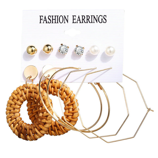 2020 Women Earrings Set Acrylic Pearl Earrings For Women Acrylic Earrings New Set Bohemian Leopard Tassel Stud Earrings Jewelry