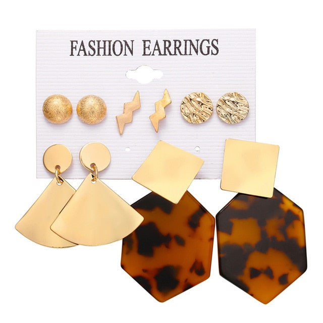 2020 Women Earrings Set Acrylic Pearl Earrings For Women Acrylic Earrings New Set Bohemian Leopard Tassel Stud Earrings Jewelry