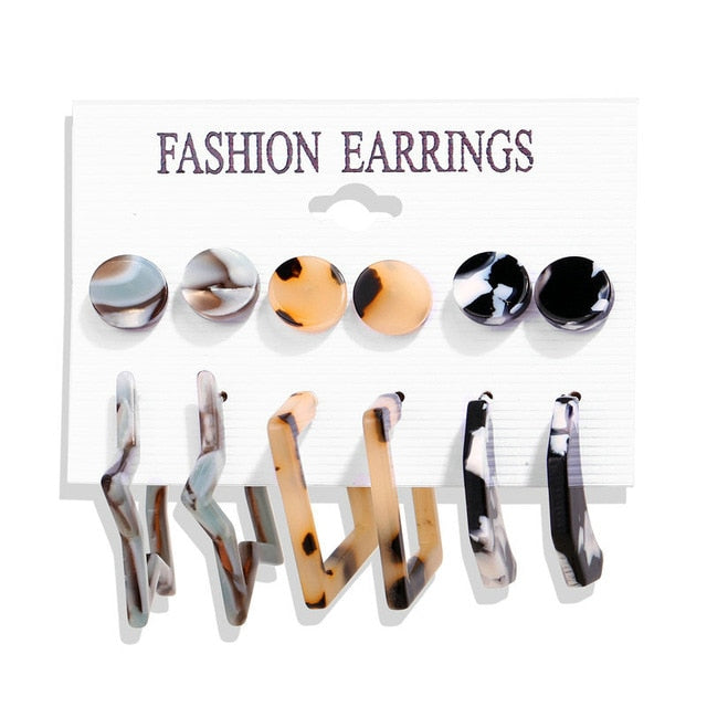 2020 Women Earrings Set Acrylic Pearl Earrings For Women Acrylic Earrings New Set Bohemian Leopard Tassel Stud Earrings Jewelry