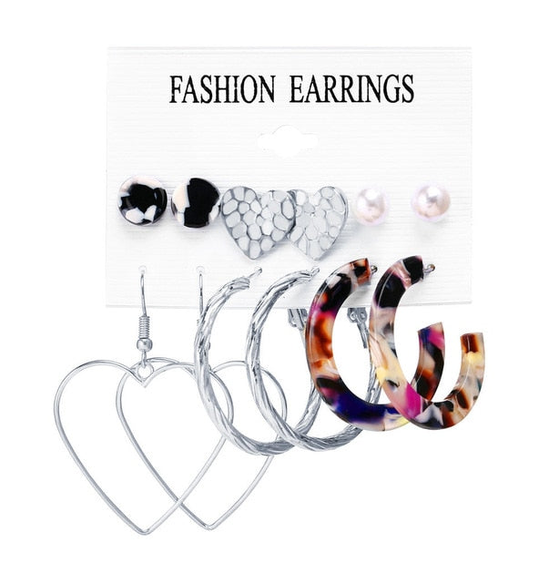 2020 Women Earrings Set Acrylic Pearl Earrings For Women Acrylic Earrings New Set Bohemian Leopard Tassel Stud Earrings Jewelry