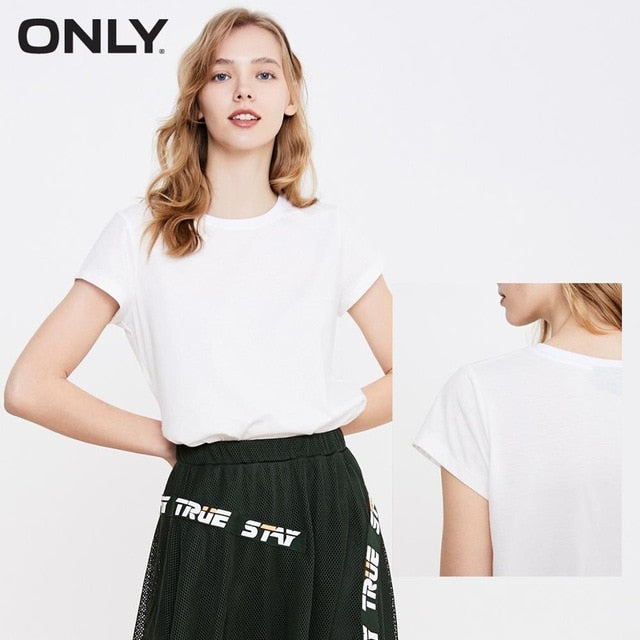 ONLY Women's  Loose Fit Pure Color Round Neckline Short-sleeved T-shirt | 12010164