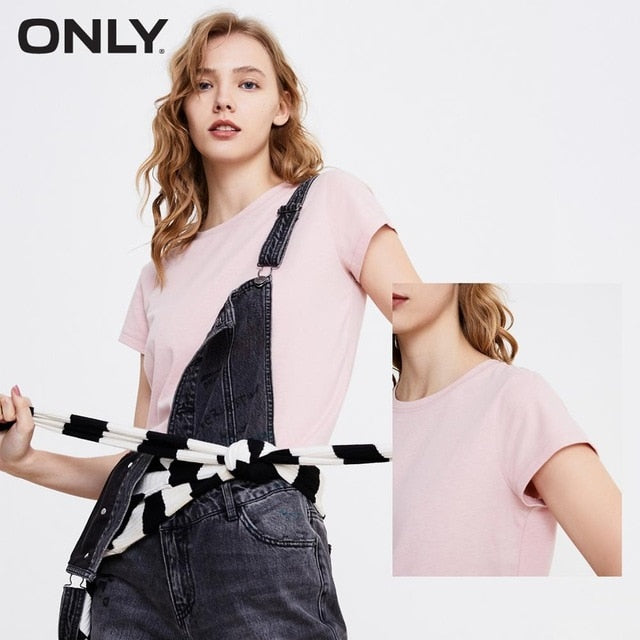 ONLY Women's  Loose Fit Pure Color Round Neckline Short-sleeved T-shirt | 12010164