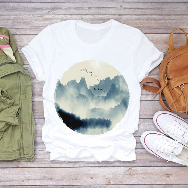 Women Summer Short Sleeve Floral T-shirts