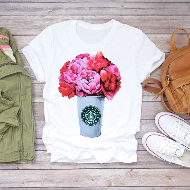 Women Summer Short Sleeve Floral T-shirts