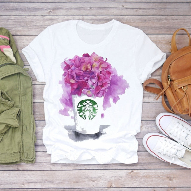 Women Summer Short Sleeve Floral T-shirts