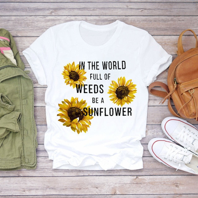 Women Summer Short Sleeve Floral T-shirts