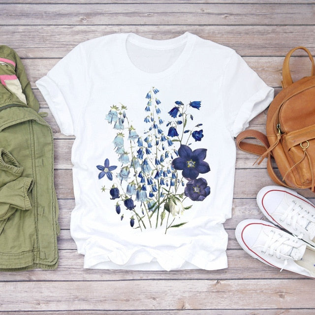 Women Summer Short Sleeve Floral T-shirts