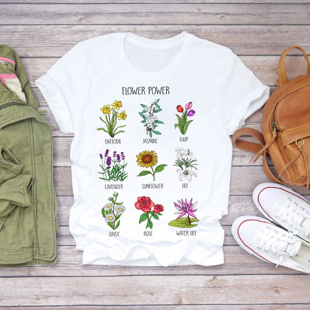 Women Summer Short Sleeve Floral T-shirts