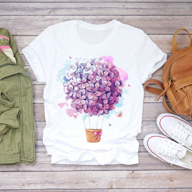 Women Summer Short Sleeve Floral T-shirts