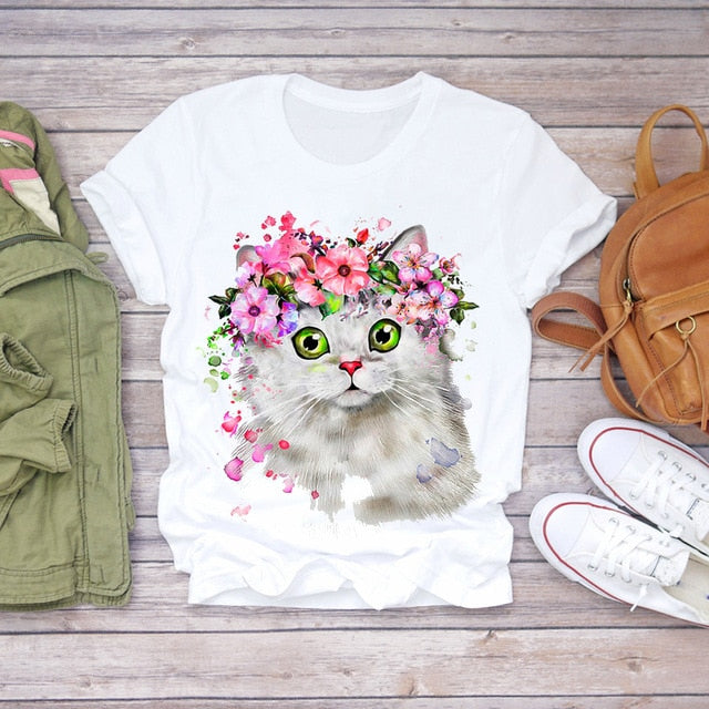 Women Summer Short Sleeve Floral T-shirts