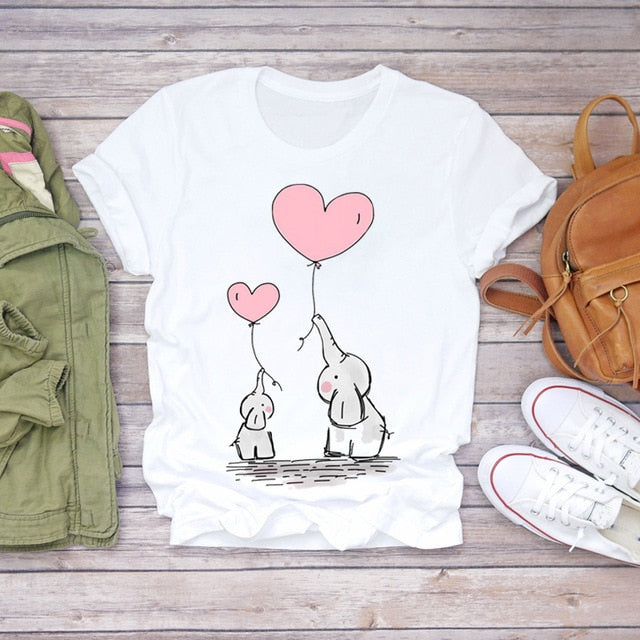 Women Summer Short Sleeve Floral T-shirts