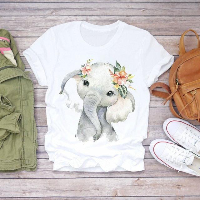 Women Summer Short Sleeve Floral T-shirts
