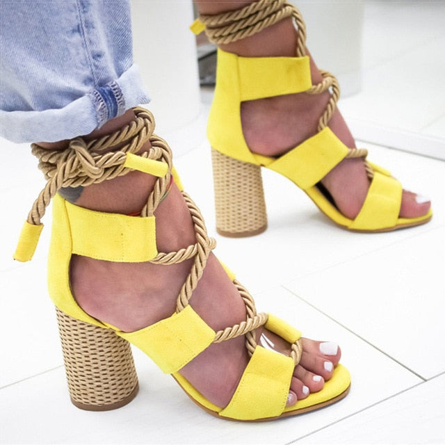 Women Pumps Lace Up High Heels Women Gladiator Sandals