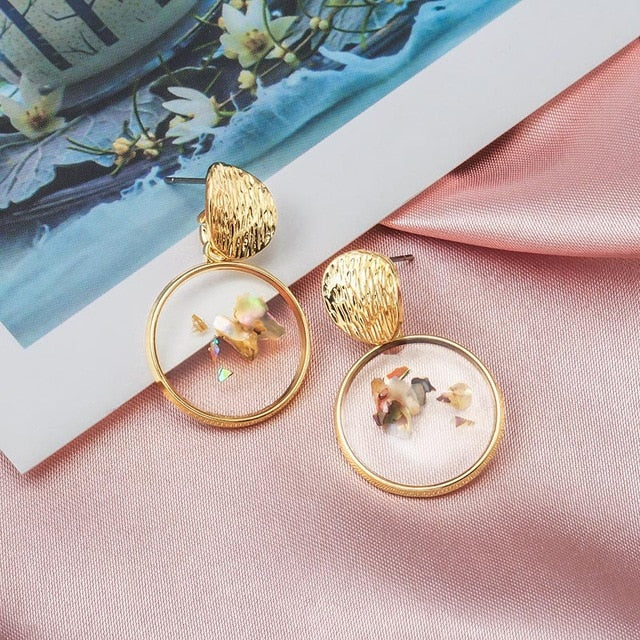 X&P New Fashion Round Dangle Drop Korean Earrings