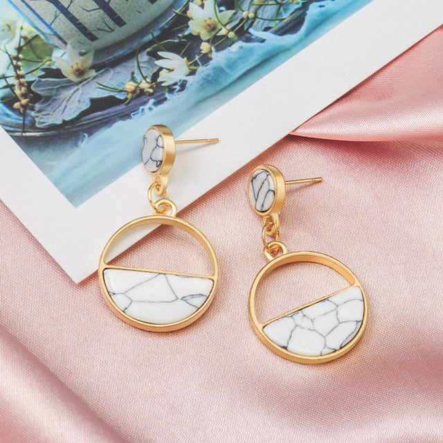 X&P New Fashion Round Dangle Drop Korean Earrings