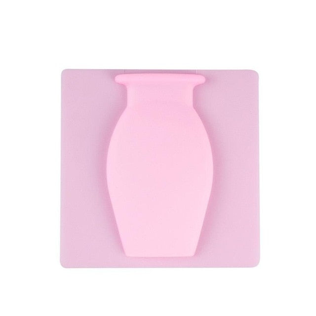 Wall Hanging Floret Bottle Silicone Vase Container Magic Sticker On Glass Wall Plant  Flower Pots Silicone Sticky Container Home
