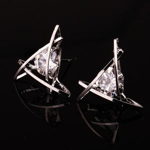 Women's earrings 2019 Europe and the new jewelry geometric hollow square triangle zircon earrings fashion banquet jewelry