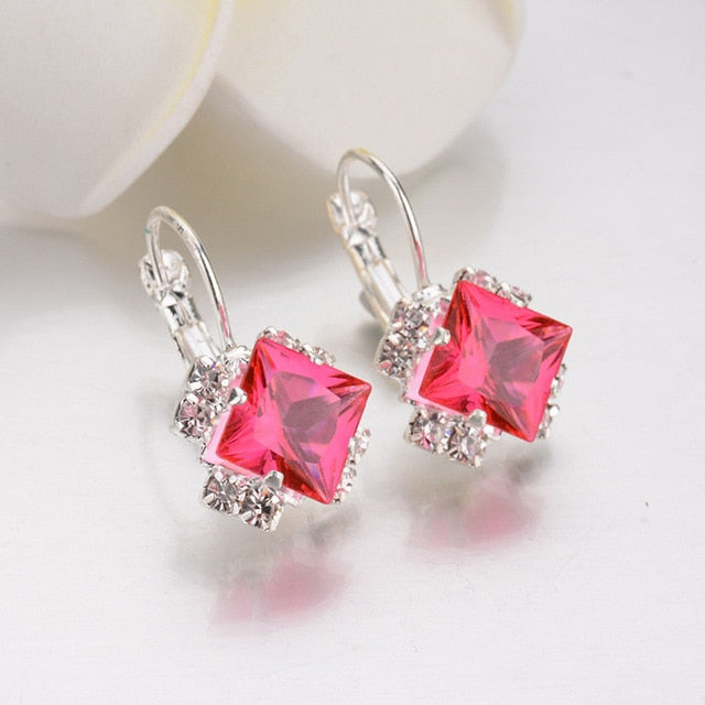 Crystal square earrings