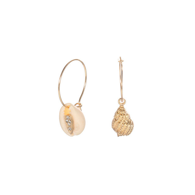 Fashion Girls Beach Shell Women Bohemian Jewelry Starfish Pendant Cowrie Pearl Gold Color Drop Trendy Conch Dangle Earring