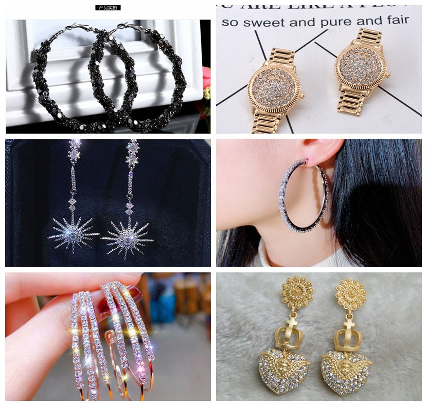 clearance 1 Mori temperament personality hopp rhinestone pearl sparkling Earrings  big women ear decoration