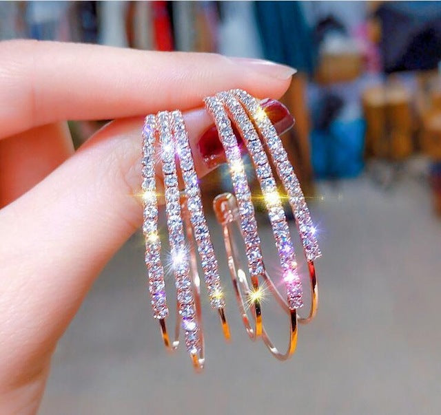 clearance 1 Mori temperament personality hopp rhinestone pearl sparkling Earrings  big women ear decoration