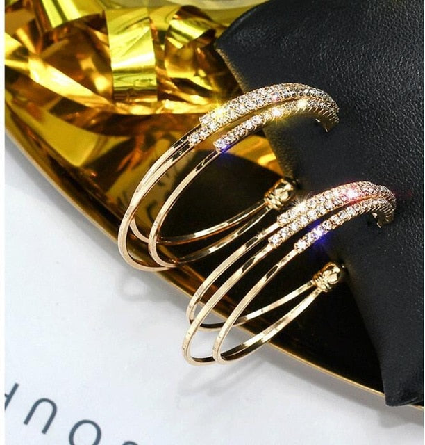 clearance 1 Mori temperament personality hopp rhinestone pearl sparkling Earrings  big women ear decoration