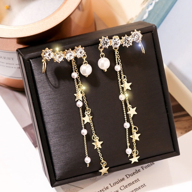 clearance 1 Mori temperament personality hopp rhinestone pearl sparkling Earrings  big women ear decoration