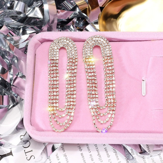 clearance 1 Mori temperament personality hopp rhinestone pearl sparkling Earrings  big women ear decoration